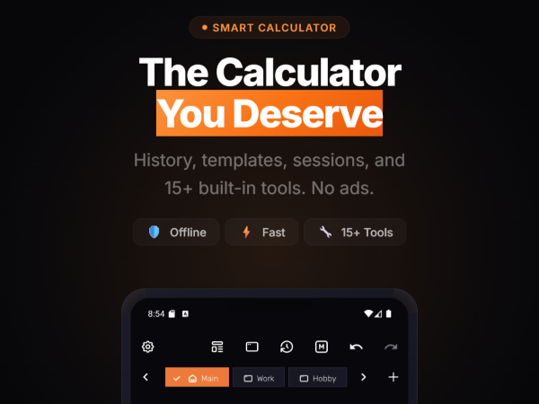 Ryft Calc — cross-platform calculator app for iOS and Android with scientific functions and calculation history