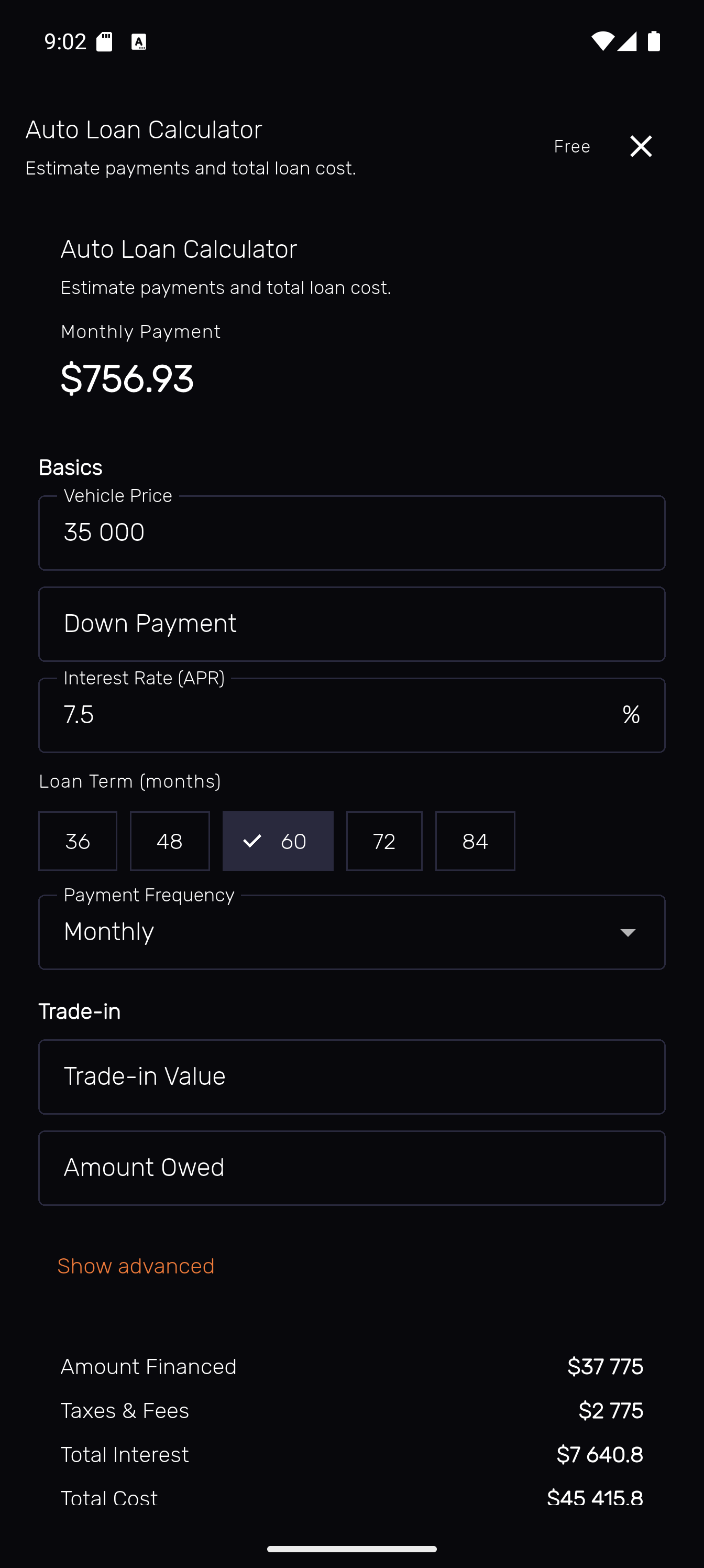 Ryft Calc built-in plugins — auto loan calculator, tip splitter, unit converter