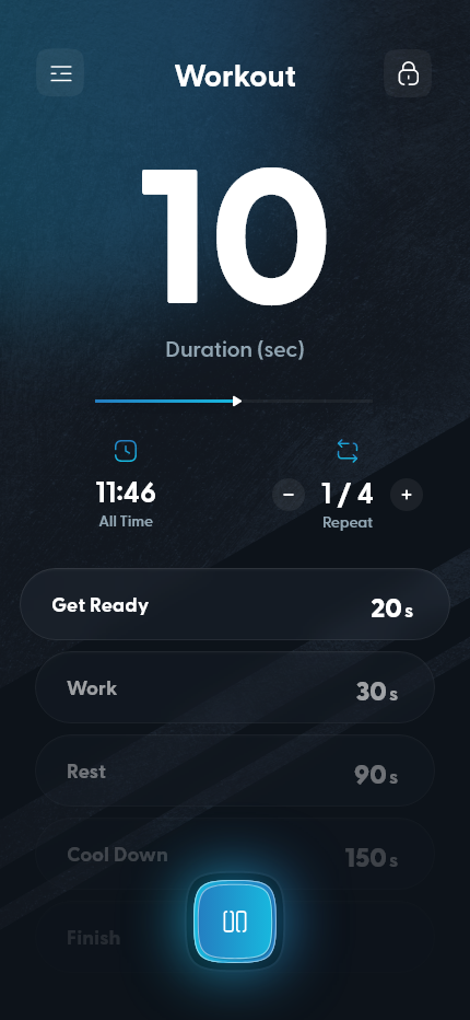Active workout timer screen